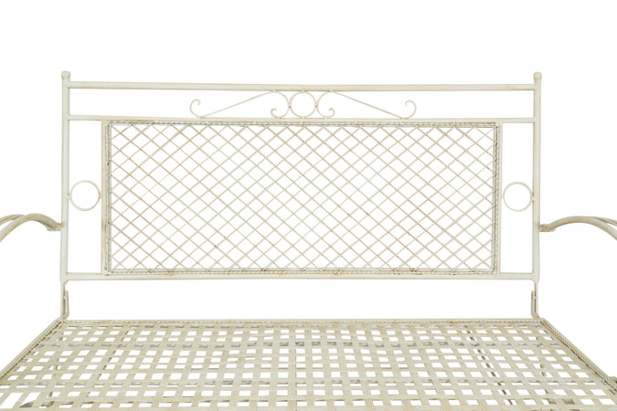 Biscottini Biscottini Divanetto Panchina Ferro Battuto Bianco Anticato 120x52x79 Giardino