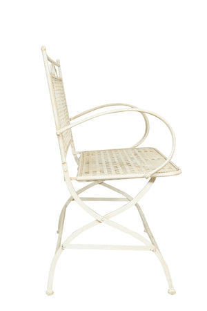 Biscottini Divanetto/panchina in ferro battuto finitura bianca anticata 120x52x79 cm