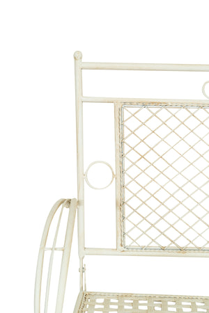 Biscottini Divanetto/panchina in ferro battuto finitura bianca anticata 120x52x79 cm