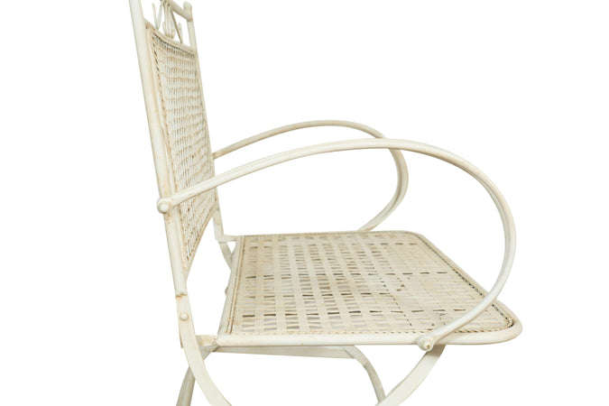 Biscottini Biscottini Divanetto Panchina Ferro Battuto Bianco Anticato 120x52x79 Giardino