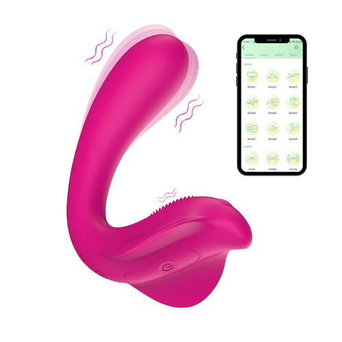 Vibratore a U punto G e clitoride con controllo tramite app in morbido silicone