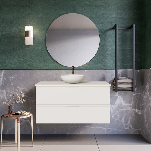 Mobile bagno sospeso 100cm Bianco con mensola per lavabo da appoggio - ARMONY