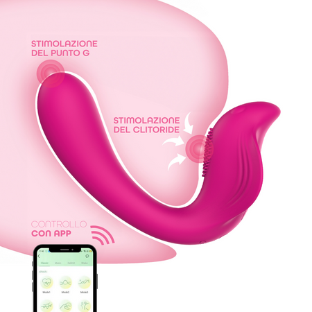 Vibratore a U punto G e clitoride con controllo tramite app in morbido silicone