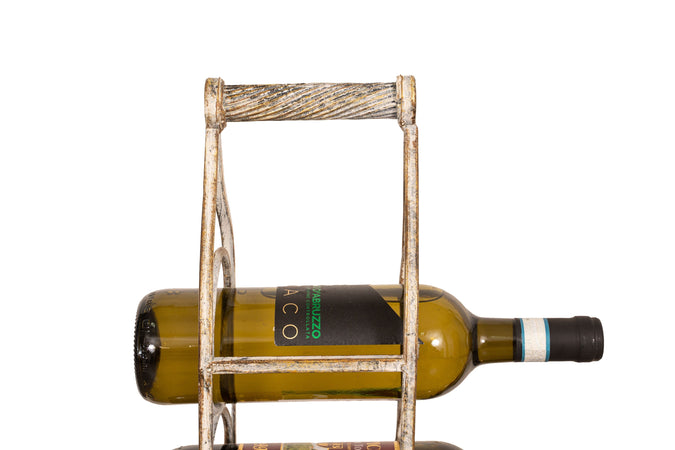 Biscottini Cantinetta Portabottiglie Biscottini Ferro Battuto Bianco Anticato 8 Posti