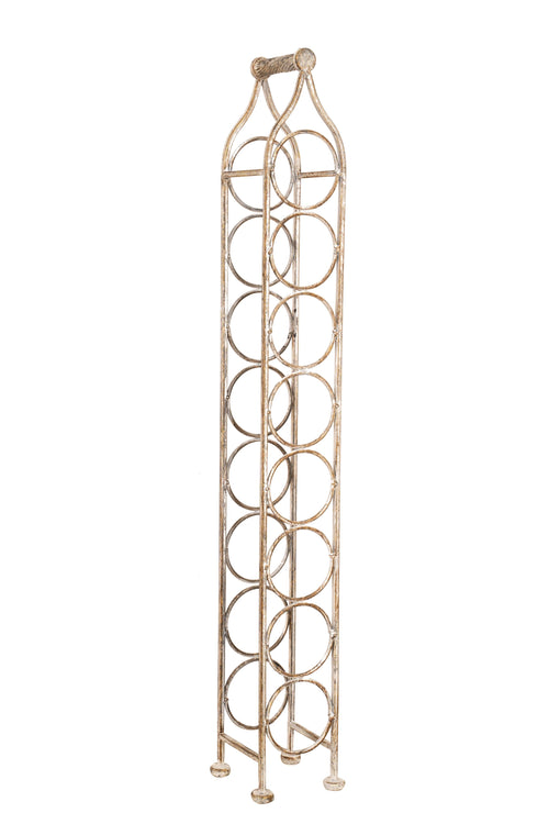 Biscottini Cantinetta Portabottiglie Biscottini Ferro Battuto Bianco Anticato 8 Posti