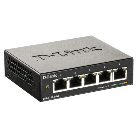 D-Link DGS-1100-05V2/E switch di rete Gestito L2 Gigabit Ethernet (10/100/1000) Nero