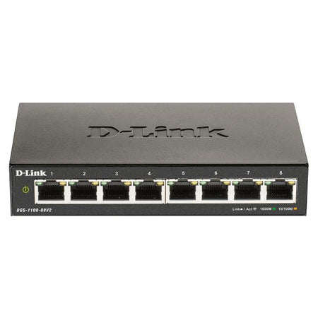 D-Link DGS-1100-08V2 switch di rete Gestito L2 Gigabit Ethernet [10/100/1000] Nero (8-Port Gigabit Smart Managed - Switch - Warranty: 60M)