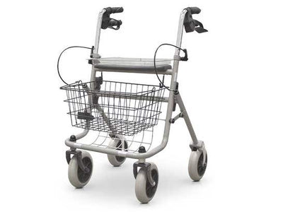 Deambulatore con vassoio ruote e cestello