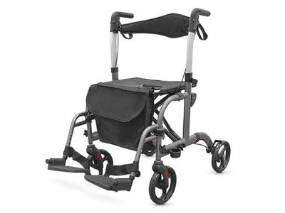 Deambulatore e sedia pieghevole in alluminio con ruote