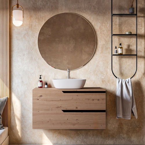 Mobile bagno sospeso 100cm Colore Cartagena con mensola e lavabo ad appoggio - JAGUAR