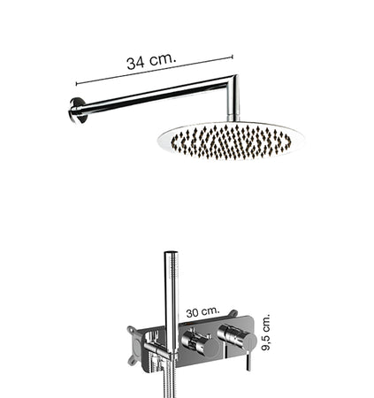 Kit doccia moderno Soffione Deviatore Doccetta cromato di design URBAN