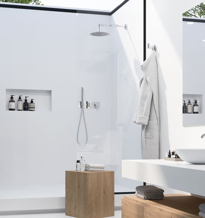 Kit doccia moderno Soffione Deviatore Doccetta cromato di design URBAN