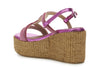 SANDALO DOPPIA FASCIA CON MOTIVO IN STRASS ZEPPA FASCIA RAFIA