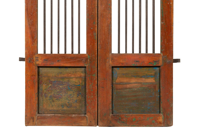 Biscottini Porta portone in legno massello e ferro da interno o da esterno vecchia e antica medievale scorrevole