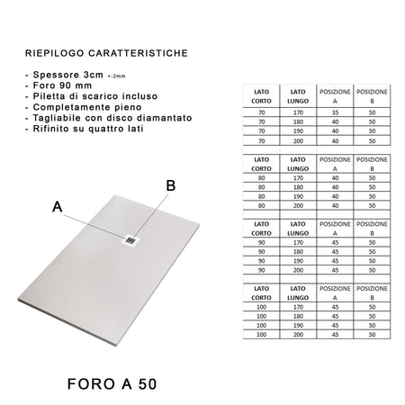 Piatto doccia 80x120 bianco marmo resina effetto pietra STAR PLUS