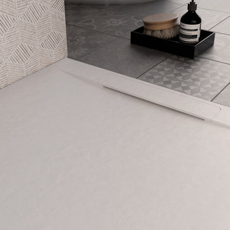 Piatto doccia 80x120 effetto cemento bianco scarico laterale | Piletta Gratis STAR VINCENT