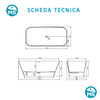Vasca free standing 170x80 con troppo pieno DAFNE