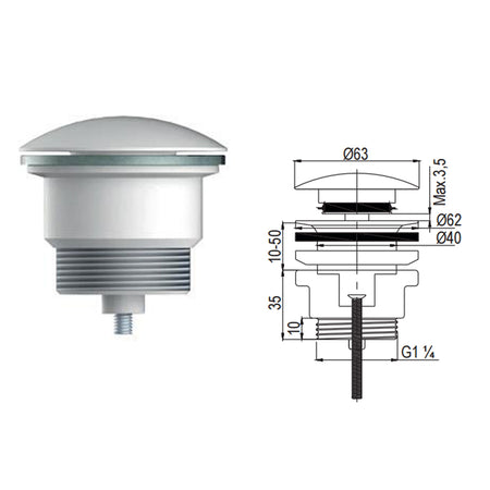 Piletta di scarico bianca clic clac universale