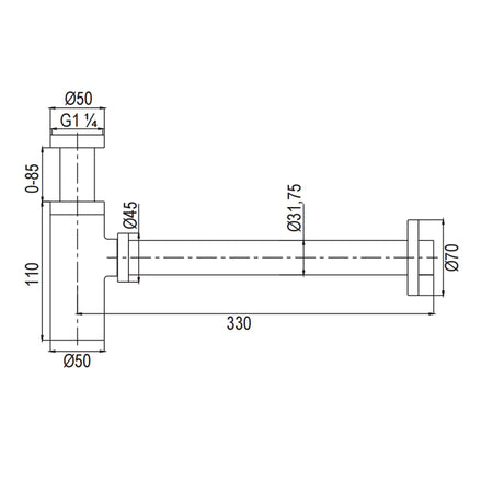 Sifone oro per lavandino telescopico e ispezionabile