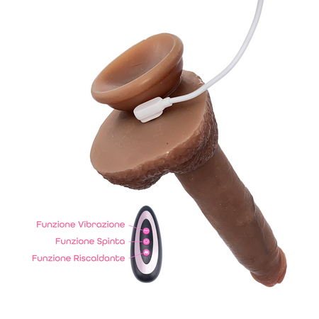 Dildo Realistico con Vibrazione Spinta e Riscaldamento 22 cm Ventosa Telecomando