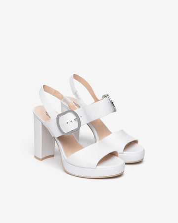 Nero Giardini sandali donna in pelle bianca E513354D707