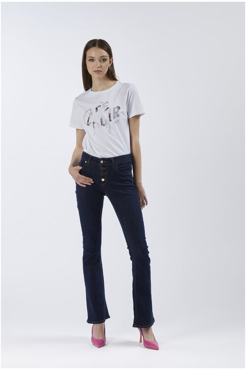PANTALONE FLARE CON BOTTONIERA