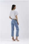 PANTALONE BOOT CUT CON RICAMO AL FONDO
