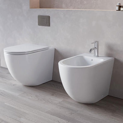 Coppia sanitari wc e bidet rimless scarico ciclonico MOON
