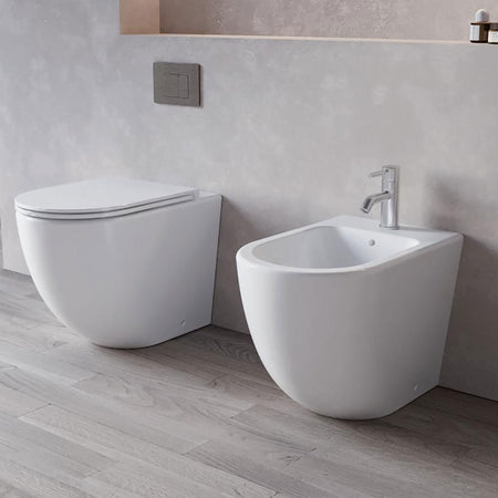 Coppia sanitari wc e bidet rimless scarico ciclonico MOON