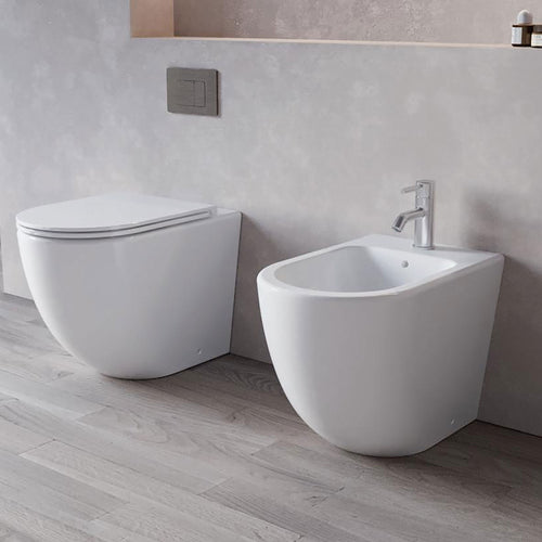 Coppia sanitari wc e bidet rimless scarico ciclonico MOON