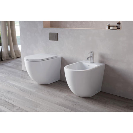 Coppia sanitari wc e bidet rimless scarico ciclonico MOON
