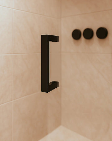 Porta doccia nicchia anta scorrevole profili neri anticalcare H195 6mm AGATA