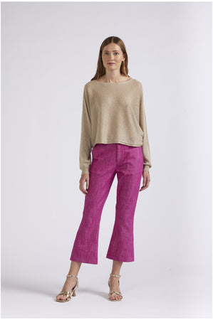 MAGLIA SCOLLO A BARCA E MANICHE PIPISTRELLO FILATO CON LUREX