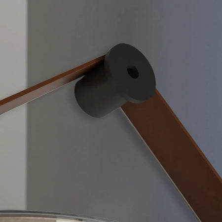 Specchio tondo appeso con cintura in pelle marrone cuoio CAPO