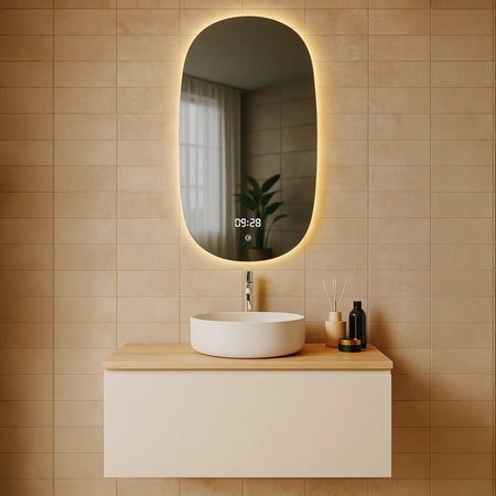 Specchio ovale 90x50 con orologio ARLECCHINO