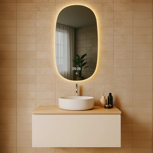 Specchio ovale 90x50 con orologio ARLECCHINO