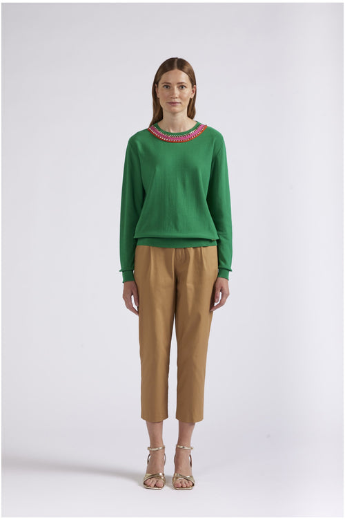 MAGLIA CON PASSAMANERIA ALLO SCOLLO