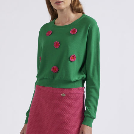 MAGLIA CON FIORI CROCHET APPLICATI