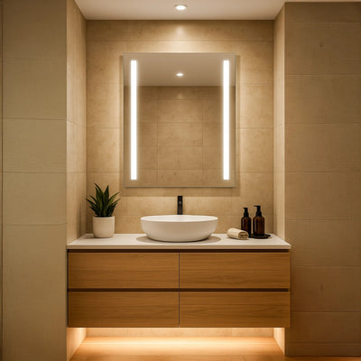 Specchio da bagno rettangolare reversibile a filo lucido retroilluminato SAMAR