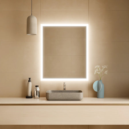 Specchio led retroilluminato rettangolare reversibile PILU