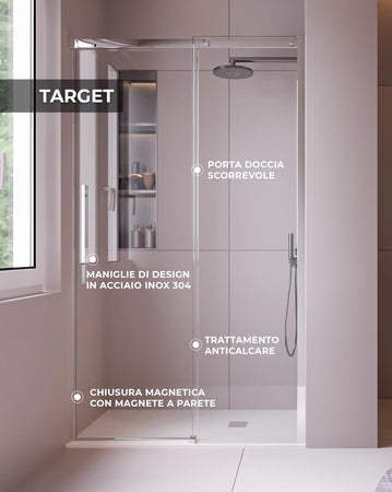 Nicchia Porta Doccia Satinata 8mm h200 Trasparente TARGET