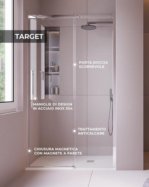 Nicchia Porta Doccia Satinata 8mm h200 Trasparente TARGET