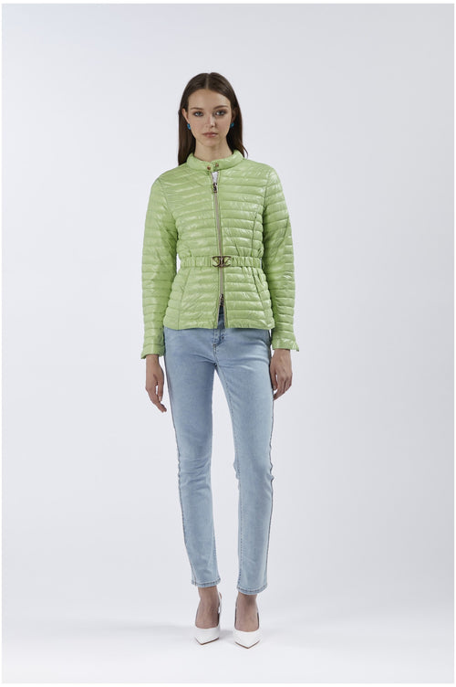 PIUMINO CON CINTURA ELASTICA E FIBBIA LOGATA