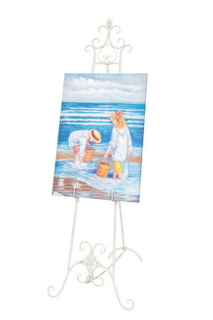 Biscottini Portaquadro in ferro battuto finitura bianca anticata L53xPR96xH150 cm