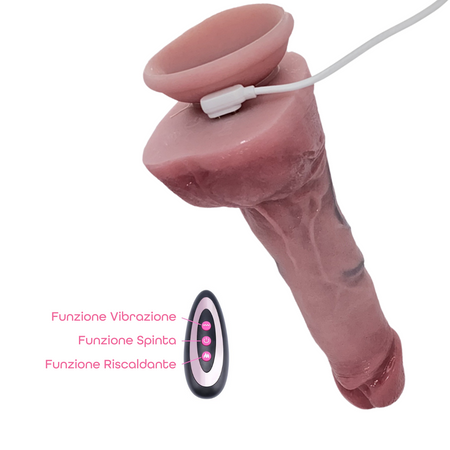Vibratore Realistico Dildo con Vibrazione Spinta Riscaldante Ventosa Telecomando