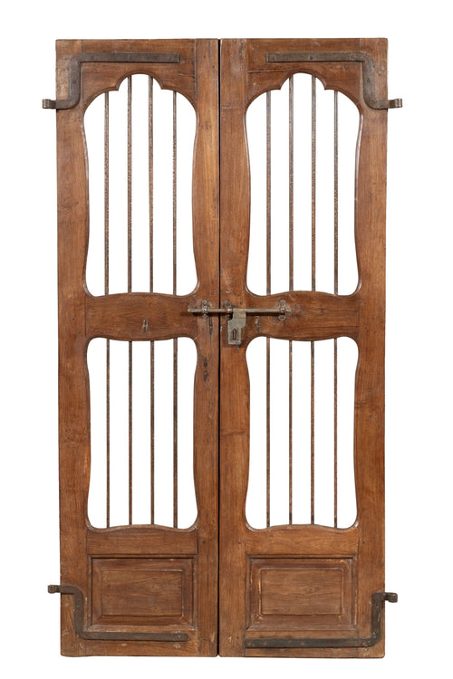 Biscottini Porta portone in legno massello e ferro da interno o da esterno vecchia e antica medievale scorrevole