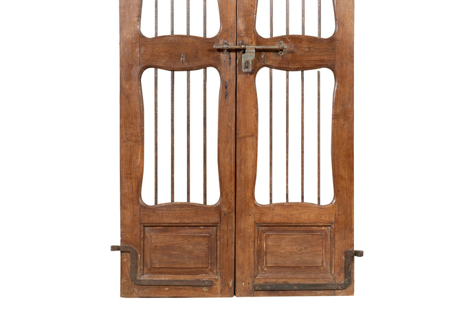 Biscottini Porta portone in legno massello e ferro da interno o da esterno vecchia e antica medievale scorrevole