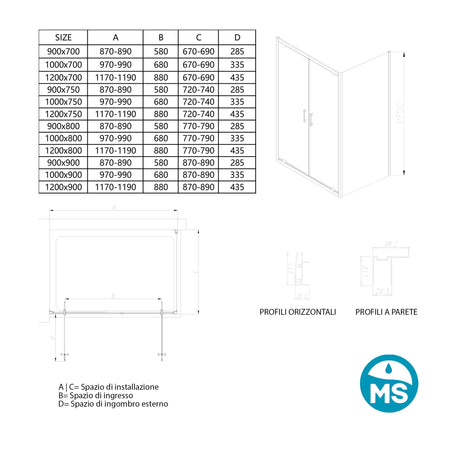 Box doccia due lati saloon dentro o fuori trasparente h195 6mm Java