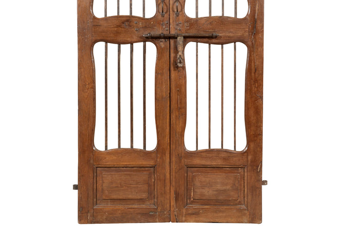 Biscottini Porta portone in legno massello e ferro da interno o da esterno vecchia e antica medievale scorrevole