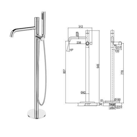 Miscelatore vasca a pavimento cromata Joy